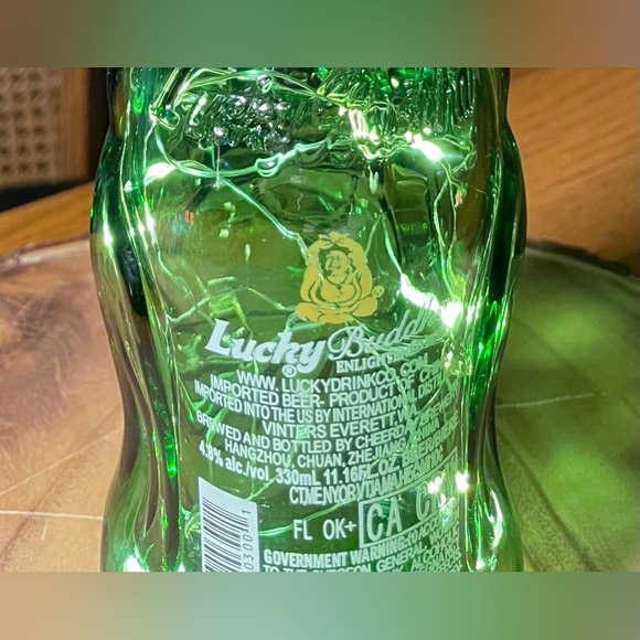 LUCKY BUDDHA BEER BOTTLE LAMP Recharge Portable Decor Occasion Glass Leather - Picture 5 of 14